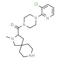 ChemSpider 2D Image | [4-(3-Chloro-2-pyridinyl)-1-piperazinyl](2-methyl-2,8-diazaspiro[4.5]dec-3-yl)methanone | C19H28ClN5O
