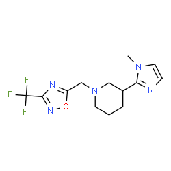 ChemSpider 2D Image | 3-(1-Methyl-1H-imidazol-2-yl)-1-{[3-(trifluoromethyl)-1,2,4-oxadiazol-5-yl]methyl}piperidine | C13H16F3N5O