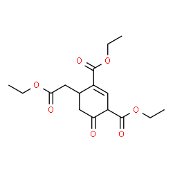 ChemSpider 2D Image | Diethyl 6-(2-ethoxy-2-oxoethyl)-4-oxo-1-cyclohexene-1,3-dicarboxylate | C16H22O7