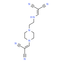 ChemSpider 2D Image | [(4-{2-[(2,2-Dicyanovinyl)amino]ethyl}-1-piperazinyl)methylene]malononitrile | C14H15N7