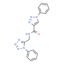 ChemSpider 2D Image | 1-Phenyl-N-[(1-phenyl-1H-tetrazol-5-yl)methyl]-1H-1,2,3-triazole-4-carboxamide | C17H14N8O