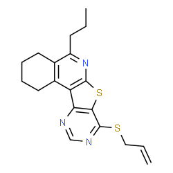 ChemSpider 2D Image | 8-(Allylsulfanyl)-5-propyl-1,2,3,4-tetrahydropyrimido[4',5':4,5]thieno[2,3-c]isoquinoline | C19H21N3S2