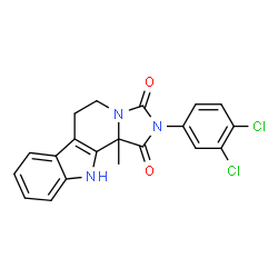 ChemSpider 2D Image | 2-(3,4-Dichlorophenyl)-11b-methyl-5,6,11,11b-tetrahydro-1H-imidazo[1',5':1,2]pyrido[3,4-b]indole-1,3(2H)-dione | C20H15Cl2N3O2