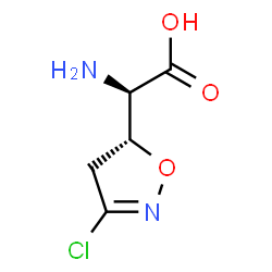 ChemSpider 2D Image | (2R)-Amino[(5R)-3-chloro-4,5-dihydro-1,2-oxazol-5-yl]acetic acid | C5H7ClN2O3