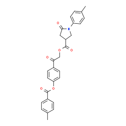 ChemSpider 2D Image | 2-[4-(4-METHYLBENZOYLOXY)PHENYL]-2-OXOETHYL 1-(4-METHYLPHENYL)-5-OXOPYRROLIDINE-3-CARBOXYLATE | C28H25NO6