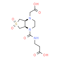 ChemSpider 2D Image | N-{[(4aS,7aR)-4-(Carboxymethyl)-6,6-dioxidohexahydrothieno[3,4-b]pyrazin-1(2H)-yl]carbonyl}-beta-alanine | C12H19N3O7S