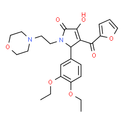 ChemSpider 2D Image | 5-(3,4-Diethoxyphenyl)-4-(2-furoyl)-3-hydroxy-1-[2-(4-morpholinyl)ethyl]-1,5-dihydro-2H-pyrrol-2-one | C25H30N2O7