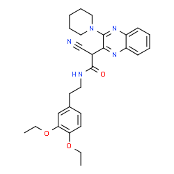 ChemSpider 2D Image | 2-Cyano-N-[2-(3,4-diethoxyphenyl)ethyl]-2-[3-(1-piperidinyl)-2-quinoxalinyl]acetamide | C28H33N5O3