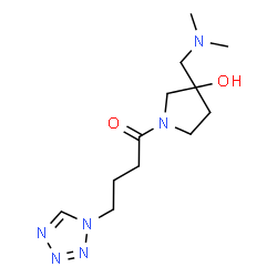 ChemSpider 2D Image | 1-{3-[(Dimethylamino)methyl]-3-hydroxy-1-pyrrolidinyl}-4-(1H-tetrazol-1-yl)-1-butanone | C12H22N6O2