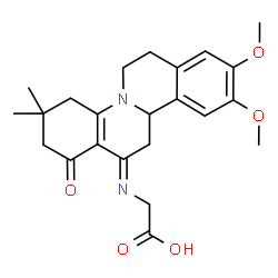 ChemSpider 2D Image | (E)-N-(9,10-Dimethoxy-3,3-dimethyl-1-oxo-1,2,3,4,6,7,11b,12-octahydro-13H-isoquinolino[2,1-a]quinolin-13-ylidene)glycine | C23H28N2O5