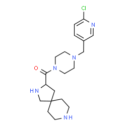 ChemSpider 2D Image | {4-[(6-Chloro-3-pyridinyl)methyl]-1-piperazinyl}(2,8-diazaspiro[4.5]dec-3-yl)methanone | C19H28ClN5O