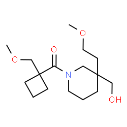 ChemSpider 2D Image | [3-(Hydroxymethyl)-3-(2-methoxyethyl)-1-piperidinyl][1-(methoxymethyl)cyclobutyl]methanone | C16H29NO4