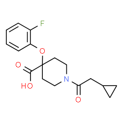 ChemSpider 2D Image | 1-(Cyclopropylacetyl)-4-(2-fluorophenoxy)-4-piperidinecarboxylic acid | C17H20FNO4