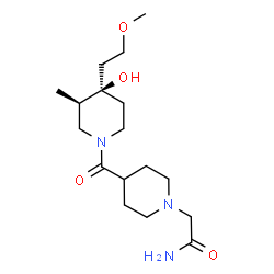 ChemSpider 2D Image | 2-(4-{[(3R,4R)-4-Hydroxy-4-(2-methoxyethyl)-3-methyl-1-piperidinyl]carbonyl}-1-piperidinyl)acetamide | C17H31N3O4