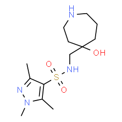 ChemSpider 2D Image | N-[(4-Hydroxy-4-azepanyl)methyl]-1,3,5-trimethyl-1H-pyrazole-4-sulfonamide | C13H24N4O3S