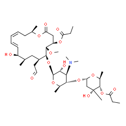ChemSpider 2D Image | (4R,5S,6S,7R,9R,10R,11E,13Z,16R)-6-{[(2S,3R,4R,5S,6R)-4-(Dimethylamino)-3-hydroxy-5-{[(2S,4R,5S,6S)-4-hydroxy-4,6-dimethyl-5-(propionyloxy)tetrahydro-2H-pyran-2-yl]oxy}-6-methyltetrahydro-2H-pyran-2-y
l]oxy}-10-hydroxy-5-methoxy-9,16-dimethyl-2-oxo-7-(2-oxoethyl)oxacyclohexadeca-11,13-dien-4-yl propanoate | C41H67NO15