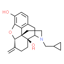 ChemSpider 2D Image | (5alpha)-17-(Cyclopropylmethyl)-6-methylene-4,5-epoxymorphinan-3,14-diol | C21H25NO3