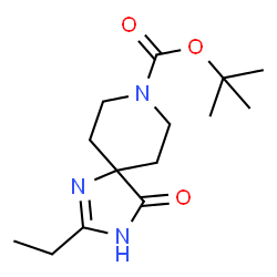 ChemSpider 2D Image | tert-Butyl 2-ethyl-4-oxo-1,3,8-triazaspiro[4.5]dec-1-ene-8-carboxylate | C14H23N3O3