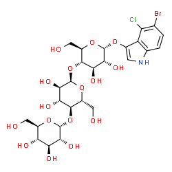 ChemSpider 2D Image | 5-Bromo-4-chloro-1H-indol-3-yl alpha-D-glucopyranosyl-(1->4)-alpha-D-glucopyranosyl-(1->4)-alpha-D-glucopyranoside | C26H35BrClNO16