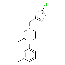 ChemSpider 2D Image | 4-[(2-Chloro-1,3-thiazol-5-yl)methyl]-2-methyl-1-(3-methylphenyl)piperazine | C16H20ClN3S