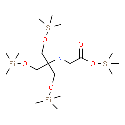 ChemSpider 2D Image | Trimethylsilyl N-(2,2,8,8-tetramethyl-5-{[(trimethylsilyl)oxy]methyl}-3,7-dioxa-2,8-disilanonan-5-yl)glycinate | C18H45NO5Si4
