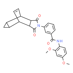 ChemSpider 2D Image | N-(2,4-Dimethoxyphenyl)-3-(3,5-dioxo-4-azatetracyclo[5.3.2.0~2,6~.0~8,10~]dodec-11-en-4-yl)benzamide | C26H24N2O5