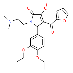 ChemSpider 2D Image | 5-(3,4-Diethoxyphenyl)-1-[2-(dimethylamino)ethyl]-4-(2-furoyl)-3-hydroxy-1,5-dihydro-2H-pyrrol-2-one | C23H28N2O6
