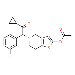 ChemSpider 2D Image | 5-(2-cyclopropyl-1-(3-fluorophenyl)-2-oxoethyl)-4,5,6,7-tetrahydrothieno[3,2-c]pyridin-2-yl acetate | C20H20FNO3S