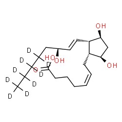 ChemSpider 2D Image | (5Z,9beta,11beta,12alpha,13E,15R)-9,11,15-Trihydroxy(17,17,18,18,19,19,20,20,20-~2~H_9_)prosta-5,13-dien-1-oic acid | C20H25D9O5