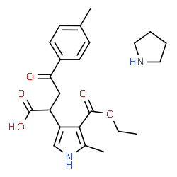 ChemSpider 2D Image | 2-[4-(Ethoxycarbonyl)-5-methyl-1H-pyrrol-3-yl]-4-(4-methylphenyl)-4-oxobutanoic acid - pyrrolidine (1:1) | C23H30N2O5