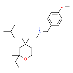 ChemSpider 2D Image | 2-[2-Ethyl-2-methyl-4-(3-methylbutyl)tetrahydro-2H-pyran-4-yl]-N-(4-methoxybenzyl)ethanamine | C23H39NO2