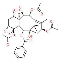 ChemSpider 2D Image | (3xi,5beta,7beta,9alpha,10beta,13alpha)-4,10,13-Triacetoxy-1,7,9-trihydroxy-5,20-epoxytax-11-en-2-yl benzoate | C33H42O12
