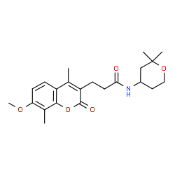 ChemSpider 2D Image | N-(2,2-Dimethyltetrahydro-2H-pyran-4-yl)-3-(7-methoxy-4,8-dimethyl-2-oxo-2H-chromen-3-yl)propanamide | C22H29NO5