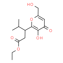 ChemSpider 2D Image | Ethyl 3-[3-hydroxy-6-(hydroxymethyl)-4-oxo-4H-pyran-2-yl]-4-methylpentanoate | C14H20O6