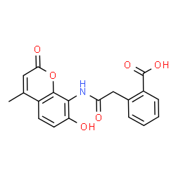 ChemSpider 2D Image | 2-{2-[(7-Hydroxy-4-methyl-2-oxo-2H-chromen-8-yl)amino]-2-oxoethyl}benzoic acid | C19H15NO6