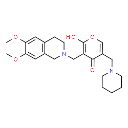ChemSpider 2D Image | 3-[(6,7-Dimethoxy-3,4-dihydro-2(1H)-isoquinolinyl)methyl]-2-hydroxy-5-(1-piperidinylmethyl)-4H-pyran-4-one | C23H30N2O5