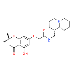 ChemSpider 2D Image | 2-[(5-Hydroxy-2,2-dimethyl-4-oxo-3,4-dihydro-2H-chromen-7-yl)oxy]-N-[(1S,9aR)-octahydro-2H-quinolizin-1-ylmethyl]acetamide | C23H32N2O5