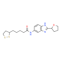 ChemSpider 2D Image | 5-(1,2-Dithiolan-3-yl)-N-[2-(tetrahydro-2-furanyl)-1H-benzimidazol-5-yl]pentanamide | C19H25N3O2S2