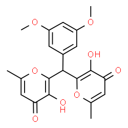 ChemSpider 2D Image | 2,2'-[(3,5-Dimethoxyphenyl)methylene]bis(3-hydroxy-6-methyl-4H-pyran-4-one) | C21H20O8