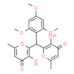 ChemSpider 2D Image | 2,2'-[(2,4,6-Trimethoxyphenyl)methylene]bis(3-hydroxy-6-methyl-4H-pyran-4-one) | C22H22O9