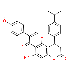 ChemSpider 2D Image | 5-Hydroxy-10-(4-isopropylphenyl)-3-(4-methoxyphenyl)-9,10-dihydro-4H,8H-pyrano[2,3-f]chromene-4,8-dione | C28H24O6