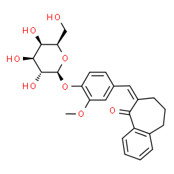 ChemSpider 2D Image | 2-Methoxy-4-[(Z)-(5-oxo-5,7,8,9-tetrahydro-6H-benzo[7]annulen-6-ylidene)methyl]phenyl beta-D-galactopyranoside | C25H28O8