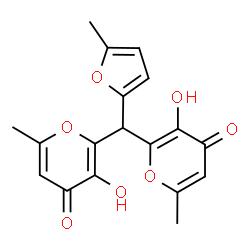 ChemSpider 2D Image | 2,2'-[(5-Methyl-2-furyl)methylene]bis(3-hydroxy-6-methyl-4H-pyran-4-one) | C18H16O7