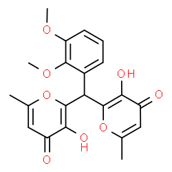 ChemSpider 2D Image | 2,2'-[(2,3-Dimethoxyphenyl)methylene]bis(3-hydroxy-6-methyl-4H-pyran-4-one) | C21H20O8