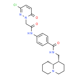 ChemSpider 2D Image | 4-{[(3-Chloro-6-oxo-1(6H)-pyridazinyl)acetyl]amino}-N-[(1S,9aR)-octahydro-2H-quinolizin-1-ylmethyl]benzamide | C23H28ClN5O3