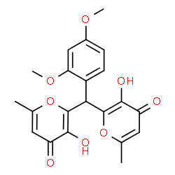 ChemSpider 2D Image | 2,2'-[(2,4-Dimethoxyphenyl)methylene]bis(3-hydroxy-6-methyl-4H-pyran-4-one) | C21H20O8