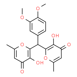 ChemSpider 2D Image | 2,2'-[(3,4-Dimethoxyphenyl)methylene]bis(3-hydroxy-6-methyl-4H-pyran-4-one) | C21H20O8