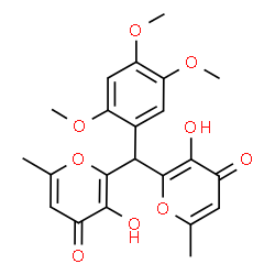 ChemSpider 2D Image | 2,2'-[(2,4,5-Trimethoxyphenyl)methylene]bis(3-hydroxy-6-methyl-4H-pyran-4-one) | C22H22O9