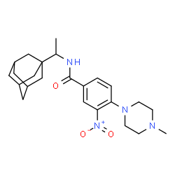 ChemSpider 2D Image | N-[1-(Adamantan-1-yl)ethyl]-4-(4-methyl-1-piperazinyl)-3-nitrobenzamide | C24H34N4O3