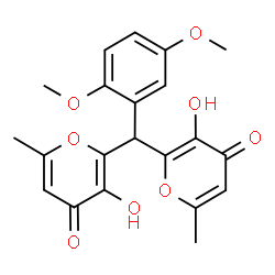 ChemSpider 2D Image | 2,2'-[(2,5-Dimethoxyphenyl)methylene]bis(3-hydroxy-6-methyl-4H-pyran-4-one) | C21H20O8